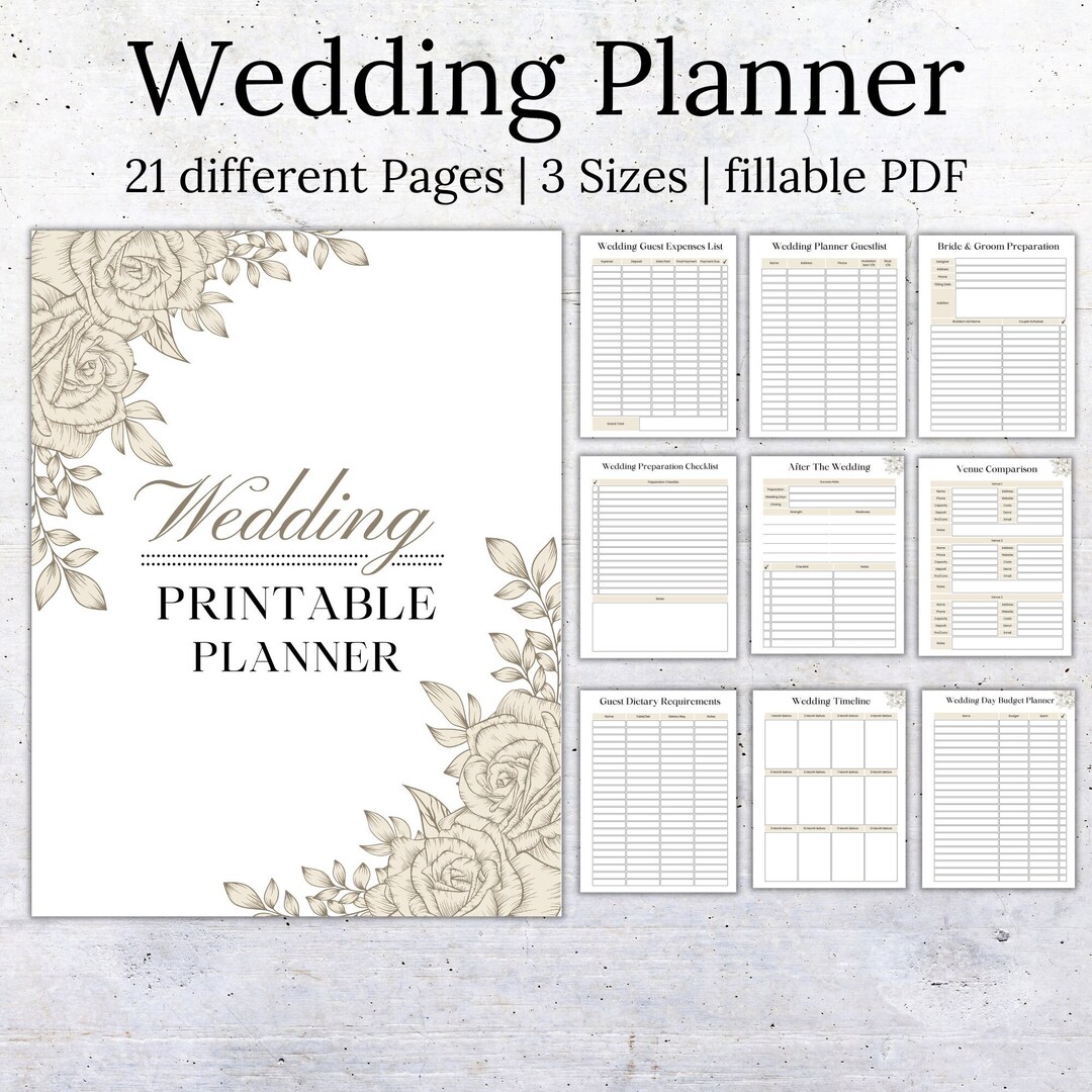 Wedding Planner Printable PDF Printable Wedding Planners - Etsy Australia