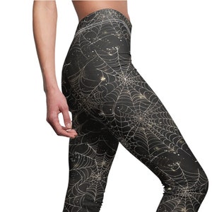 Leggings gothiques toile d&#39;araignée pour femmes coupés-cousus, noirs, décontractés effrayants
