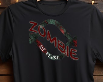 Zombie Repeat Shirt  Halloween Gift Idea Tee  Halloween Party Shirts  Spooky Season T-shirts  Halloween Zombie Tees  Monster Tee  Zombie