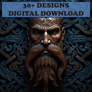 30+ Carved Viking Portraits Digital Designs Bundle, Viking Designs, Celtic Knots, Viking download, Digital Download Bundle