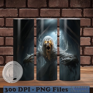 Ghost Tumbler Sublimation Design: 20 oz Skinny Tumbler Wrap (PNG Digital Download)