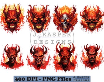 Demons PNG Clipart Bundle, Cricut & Sublimation Designs (Digital Download)