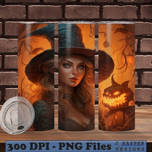 Halloween Witch 20 oz Skinny Tumbler Sublimation Design, PNG Instant Digital Download, Halloween Tumbler Wrap