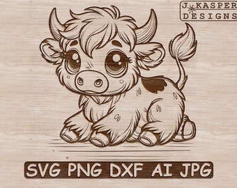 Highland Cow SVG: Farm Animal Laser Cut File (Digital Download)
