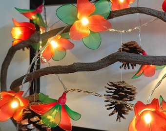 Kerstster lichtslingers, kerstbloemen kerstverlichting - romantische bloemenslingers voor slaapkamer, bruiloft, feest, raamdecoratie, meisjescadeau