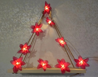 Rote Lilien-Lichterkette, Lilien-Lichterkette - Romantische Lichterkette für Schlafzimmer-Dekor, Hochzeitsambiente, Fensterdekoration, Muttergeschenk