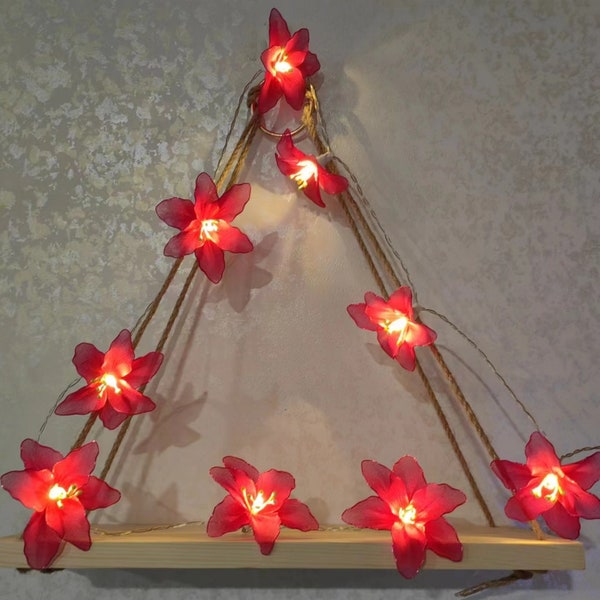 Handmade Red Lily Fairy Lights: Romantic Wedding Decor