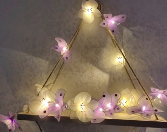 Guirlande lumineuse papillon, guirlande lumineuse fleur d'orchidée, guirlande lumineuse fleurs romantiques pour décoration de chambre à coucher, mariage, vitrine, cadeau pour maman