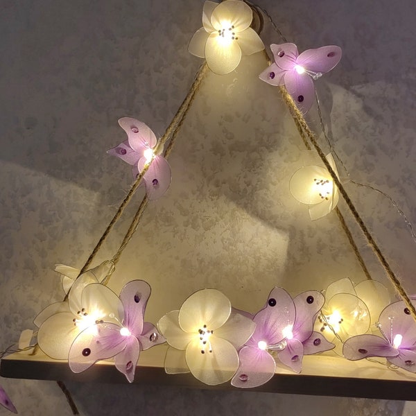 Butterfly String Lights, Orchid Flower Fairy Lights, Romantic Flower String Lights for Bedroom Decor, Wedding, Window Display, Gift for Mom