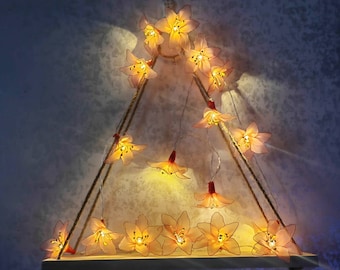 Luces de cuerda de lirio, luces de hadas de lirio rosa - Luces románticas de cuerda de flores para decoración del dormitorio, boda, decoración de ventanas, regalo del Día de la Madre