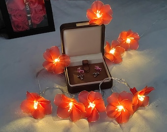 Luces de hadas Sakura hechas a mano: guirnalda de luces románticas de flor de cerezo