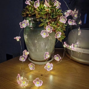 Pink Sakura Copper String Lights, Cherry Blossom Fairy Lights, Romantic Flower String Lights for Bedroom Decor, Wedding lights, Gift for Mom imagem 1