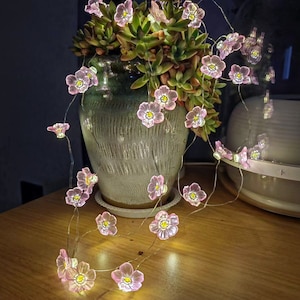Luci a corda rosa Sakura in rame, luci fatate con fiori di ciliegio, luci a corda romantiche con fiori per la decorazione della camera da letto, luci per matrimoni, regalo per la mamma