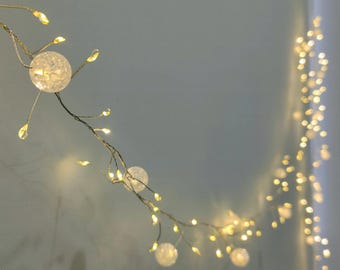 Kristallkugel-Lichterkette 400 LED, Warmweiß-Lichterkette 50 cm Kupferdraht, Schlafzimmer-Dekor, Hochzeitslichter, gemütliches Raumästhetik