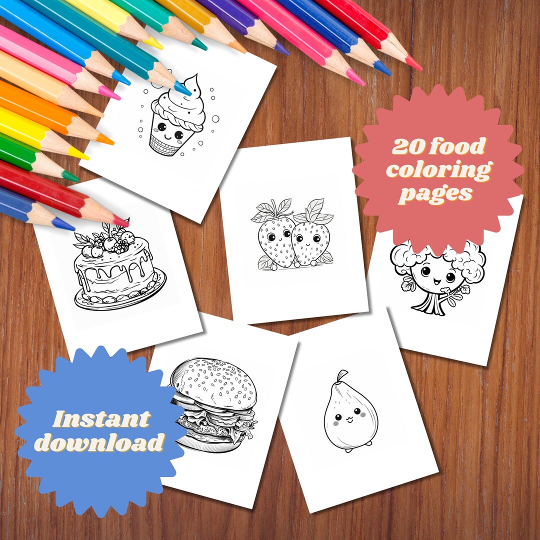 20 Food Printable Coloring Pages for Kids Printable Coloring - Etsy