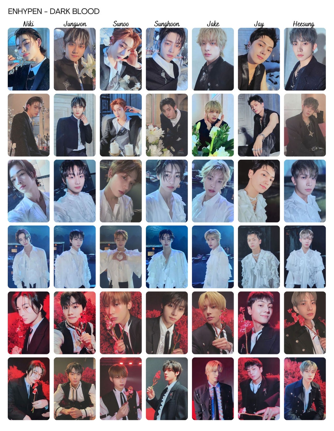 ENHYPEN DARK BLOOD Premium Fanmade Photocards Full Ver 1 2 Half Ver 1 