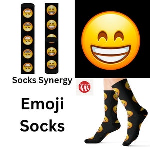 TOP SELLER Happy Face Emoji Socks personalized gift fun cool trendy gift present holiday customized name date women&#39;s men&#39;s pattern smile