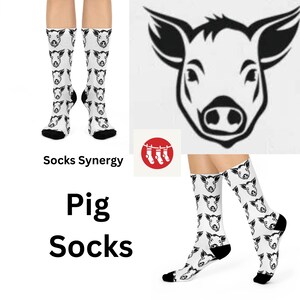 Happy Pig Cushioned Crew Socks | Cozy Animal Print, Funny Farm Socks, Farmhouse Gifts, Cute Socks for Animal Lovers