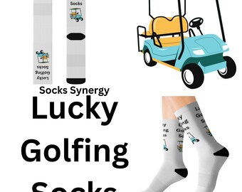 TOP SELLER Lucky golfing Socks custom fun cool trendy gift present holiday personalized women's men's pattern customized name date golf cart