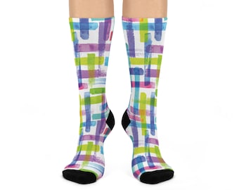 Bunte Art Crew Socken, Gemütliche Socken für Frauen, Funky Socken Geschenk, Spaß gemusterte Socken, Einzigartiges Mode-Accessoires, Geburtstagsgeschenk