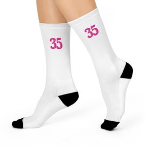 35 socks Fun Cushioned Crew Socks for Runners, Gift for Fitness Lovers, Athletic Socks for Workout, Birthday Present, Retro Style