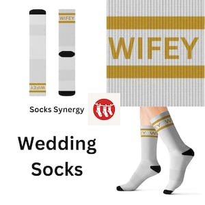 TOP SELLER Wifey Socks personalized gift wedding socks fun cool trendy gift present holiday womens mens pattern custom name date