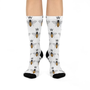 Royal Bee Cushioned Crew Socks - Fun Gift for Bee Lovers, Stylish Socks for Women, Comfortable Casual Wear, Perfect for Birthdays and