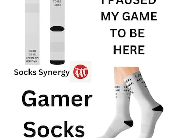 I Paused my game to be here socks custom videogame fun cool trendy gift present holiday personalized customized women's men's name date