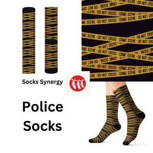 Crime Scene Do Not Cross Socks Personalized Gift police socks detective socks fun cool trendy gift present holiday womens mens pattern