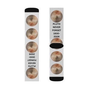 Pluto Tribute Socks, Unique Space Themed Socks, Gift for Astronomy Lovers, Memorial Socks, Fun Casual Wear, Perfect for Any Occasion