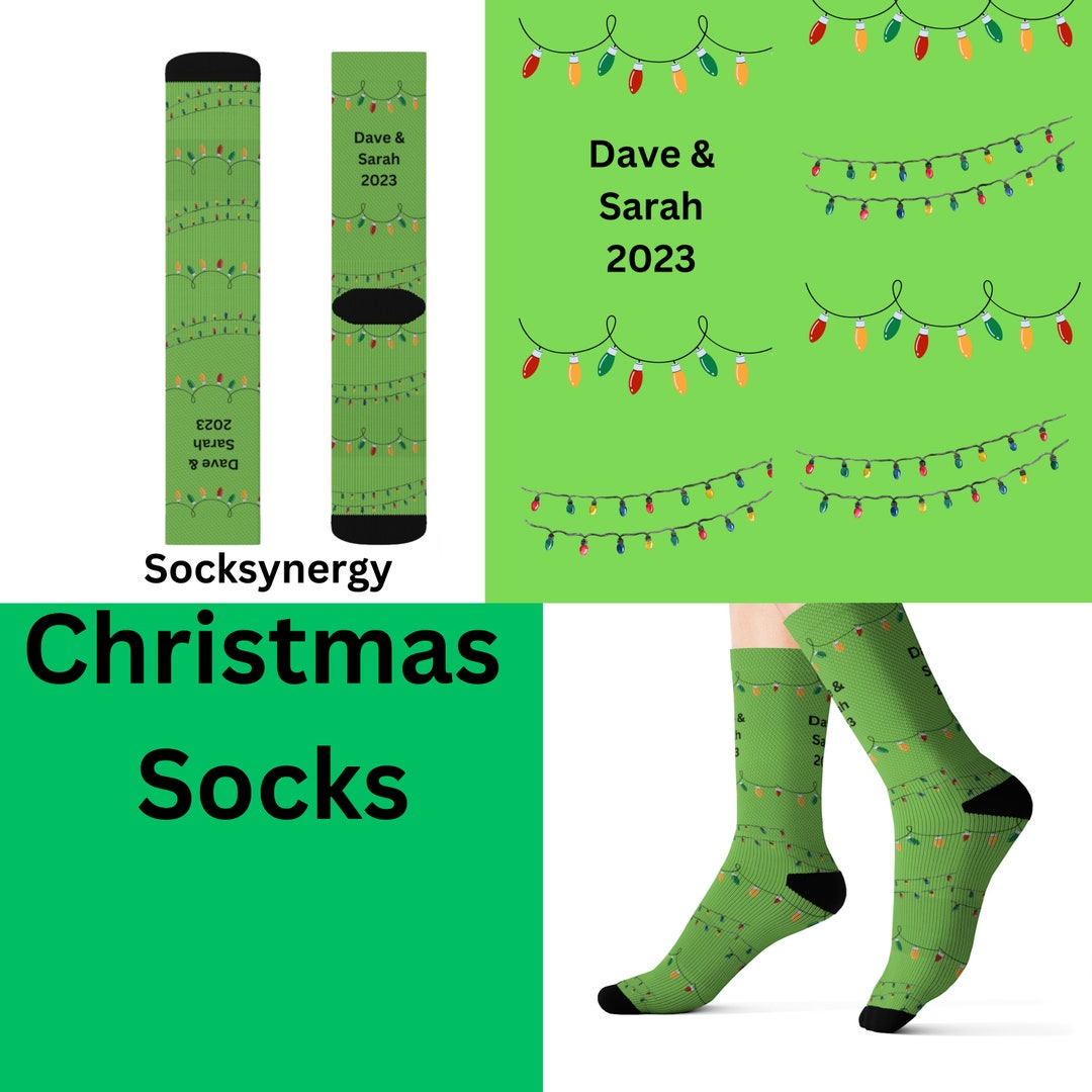 Couple name 2024 custom christmas lights socks fun cool trendy gift