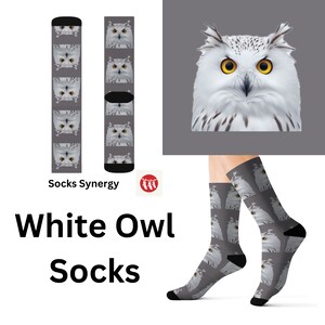 TOP SELLER White owl Socks bird personalized gift custom name fun cool trendy present holiday customized date women&#39;s men&#39;s pattern animal