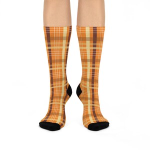 Cozy Plaid Cushioned Crew Socks - Perfect for Fall Fashion, Gift for Her, Warmth & Comfort at Home, Casual Wear, Sock Lovers