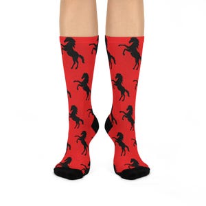 Whimsical Horse Print Crew Socks | Cozy Footwear Gift for Equestrian Lovers, Fun Fashion for Everyday Wear, Animal Lover Gift, Horse
