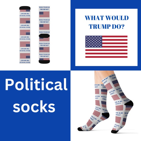 Que ferait Trump ? Chaussettes personnalisées amusantes cool cadeau tendance cadeau vacances personnalisées nom personnalisé date élections politiques