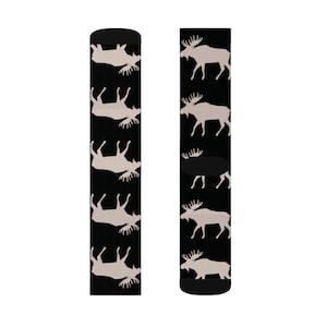 Moose Patterned Socks - Cozy Gift for Nature Lovers, Hiking, Winter Wear, Holiday Stocking Stuffers, Unique Home Accessories