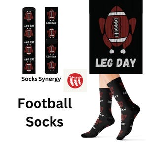 Football-Themed Leg Day Socks - Perfect for Gym Lovers, Gift for Workout Enthusiasts, Sports Fan Apparel, Funny Socks for Friends, Fitness