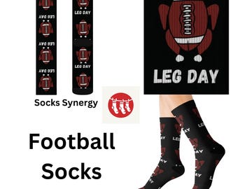 Football-Themed Leg Day Socks - Perfect for Gym Lovers, Gift for Workout Enthusiasts, Sports Fan Apparel, Funny Socks for Friends, Fitness