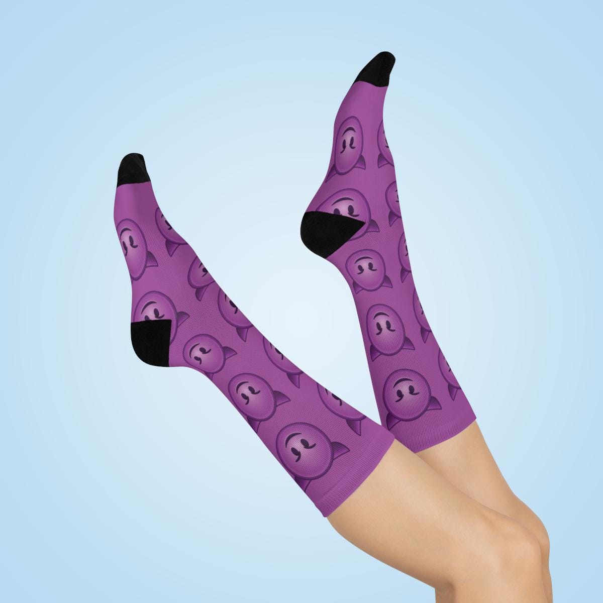 Devil Emoji Socks Purple Background Personalized Gift - Etsy