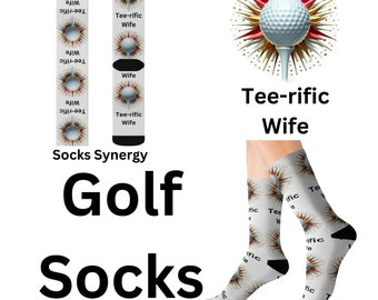 Tee-rific Golf Wife Socks fun cool trendy gift present holiday personalized women's men's pattern customized name date sports