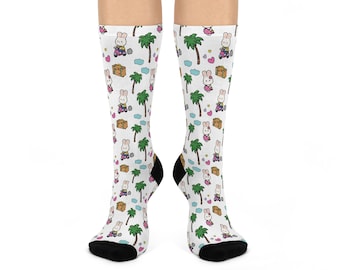 Calcetines con forma de conejito para días acogedores, bonito regalo para amantes de los animales, vibraciones primaverales, calcetines decorados con diversión, perfectos para las vacaciones, calcetines de moda