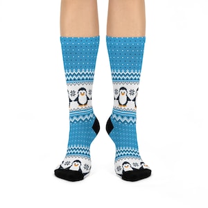 Chaussettes confortables en forme de pingouin - Cadeau d'hiver parfait, bas de Noël pour les fêtes, chaussettes avec animaux mignons, accessoires de mode amusants, vêtements d'hiver confortables