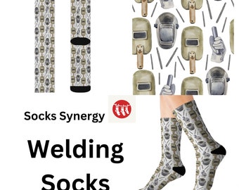 Welder Socks custom union fun cool trendy gift present holiday personalized customized name date women's men's work coworker blue collar