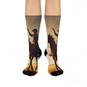 Cowboy Art Crew Socks | Fun Western Style Socks for Horse Lovers, Unique Gift for Riders, Cozy Socks, Fun Fashion Accessories