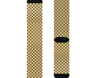 Brown and Beige checkered Socks personalized gift