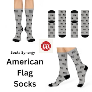 Patriotic Crew Socks, Comfy American Flag Socks for Everyday Wear, Great for Gifts, Holidays, and Celebrations, Casual, Unisex