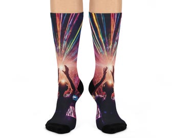 DJ socks Festival Vibe Cushioned Crew Socks - Perfect for Concerts, Raves, and Everyday Comfort, Gift for Music Lovers, Fun Footwear
