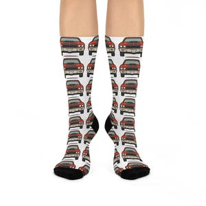 Playful Retro Car Socks, Fun Cushioned Crew Socks for Car Lovers, Unique Gift for Birthdays & Holidays, Cozy Everyday Wear, Fashionable