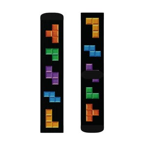 Colorful Tetris Pattern Socks, Fun Socks for Gamers, Gift for Video Game Lovers, Unique Casual Wear, Retro Game Socks
