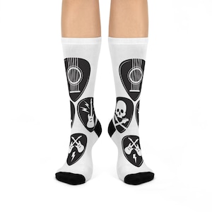 Pick Rock &#39;n&#39; Roll Cushioned Crew Socks Perfect Gift for Music Lovers, Band Merch, Socks for Concerts, Guitar Enthusiasts, Unique Gift Idea